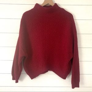 Express Red Mockneck Knitted Sweater